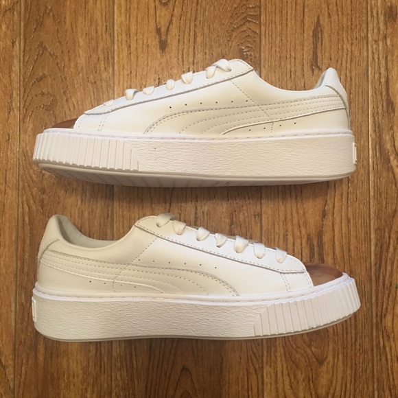 PUMA Basket Platform Rose Gold Toe Women’s Shoes - Picture 2 of 6